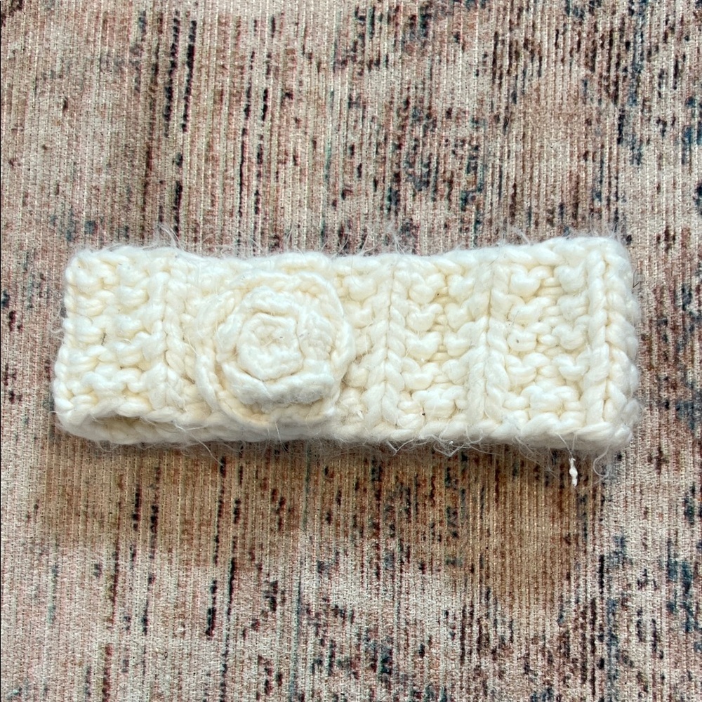 Target Cream Knit Headband with Floral Detail